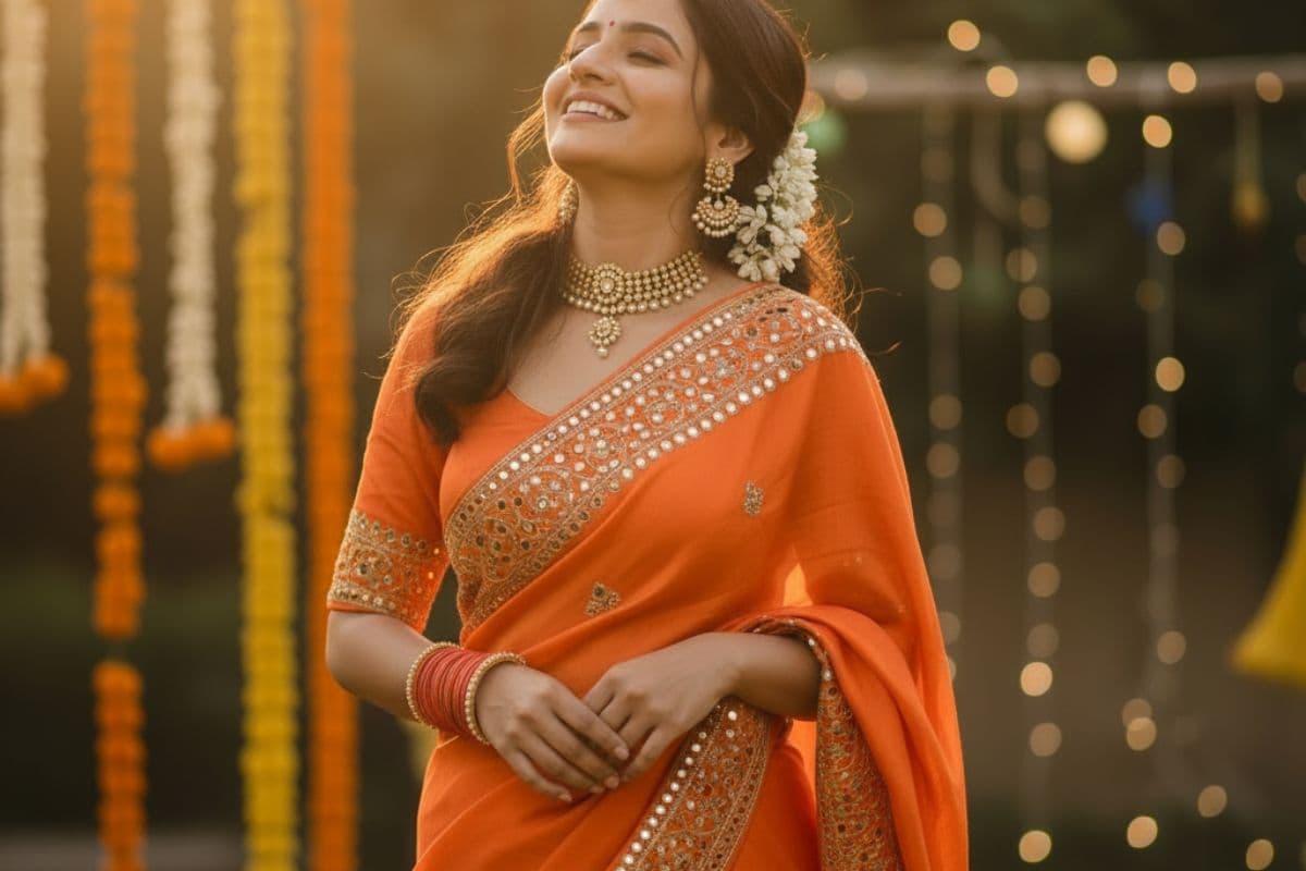 orange saree