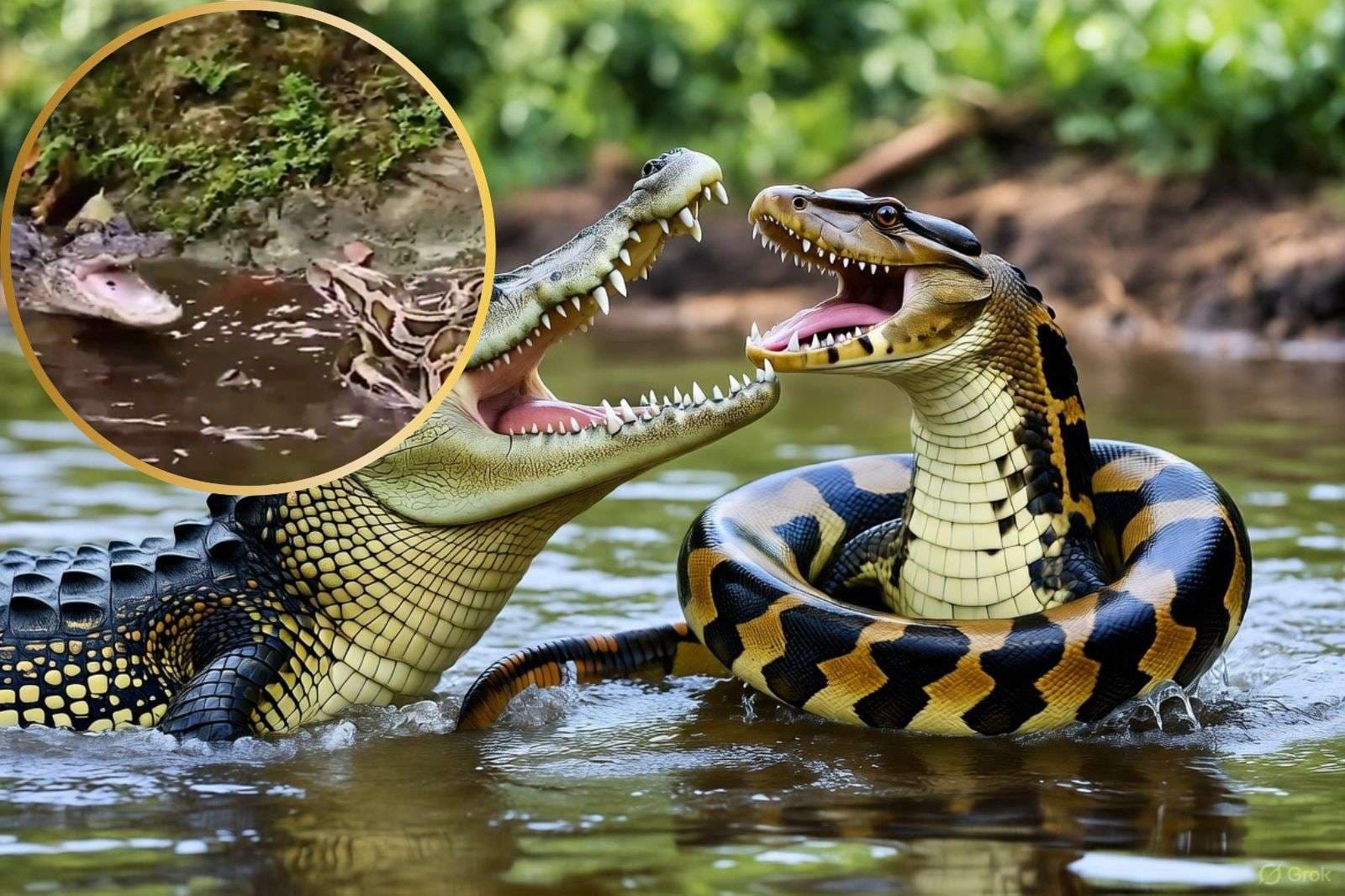 Viral Video: आमने-सामने अजगर और मगरमच्छ, शुरू हो गई जंग, जानिए कौन जीता मुकाबला?