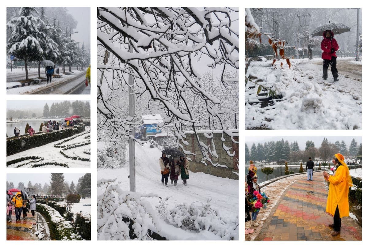 बर्फबारी, ओले और बारिश… कश्मीर में सड़क, रेल और हवाई यातायात प्रभावित, मौसम के यूटर्न की देखें तस्वीरें