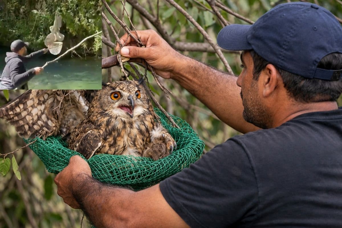 Viral Video: पेड़ में फंसकर छटपटा रहा था उल्लू, मसीहा बनकर शख्स ने बचाई जान, वायरल हो रहा वीडियो