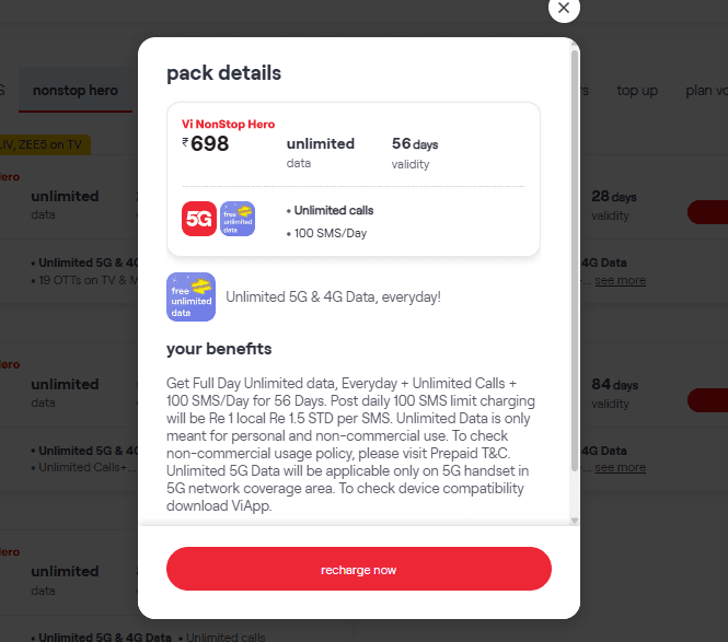 वीआई का 698 रुपये वाला प्लान