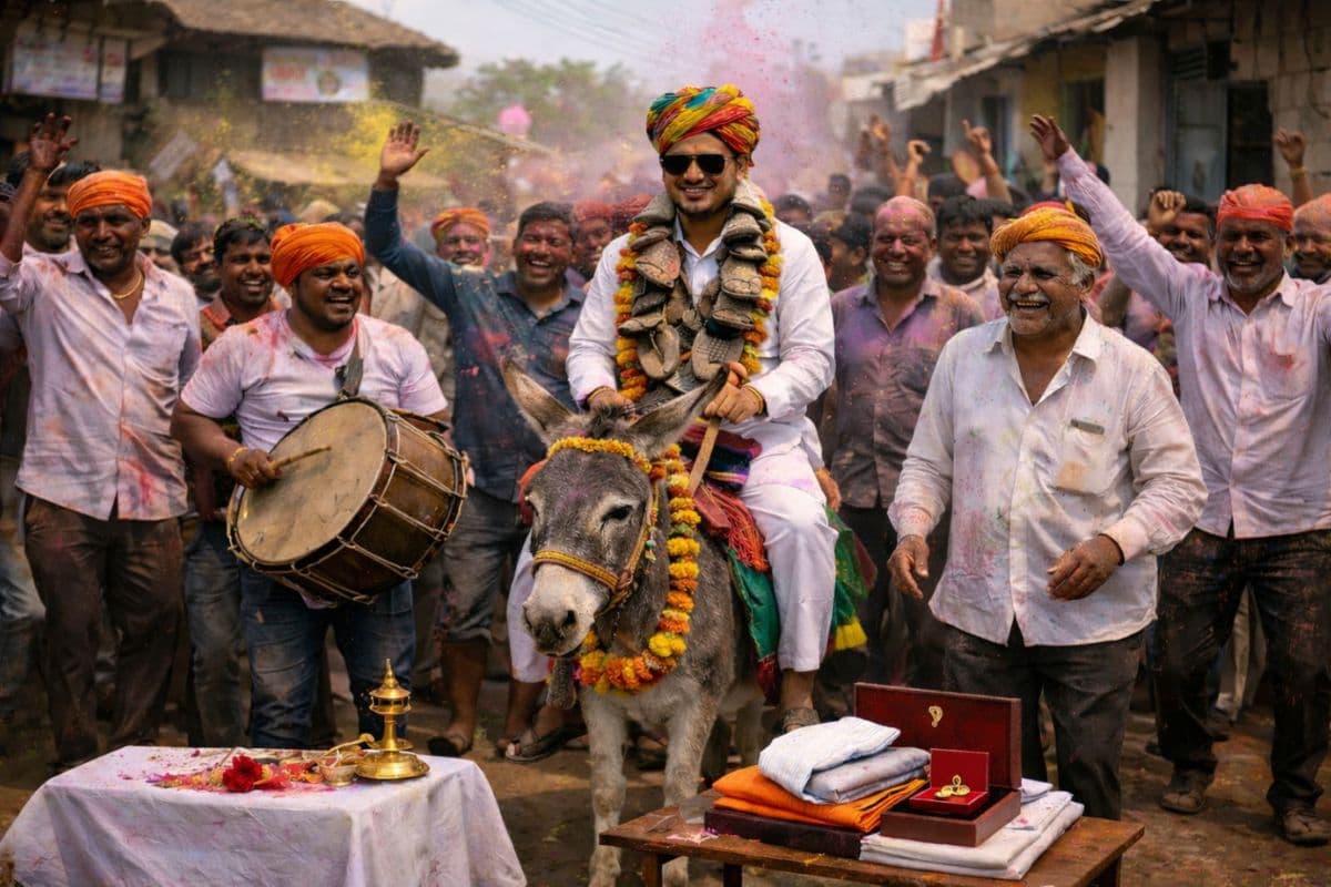 बीड में होली की अनोखी परंपरा, दामाद को कराई जाती गधे की सवारी, फिर मिलता है सम्मान