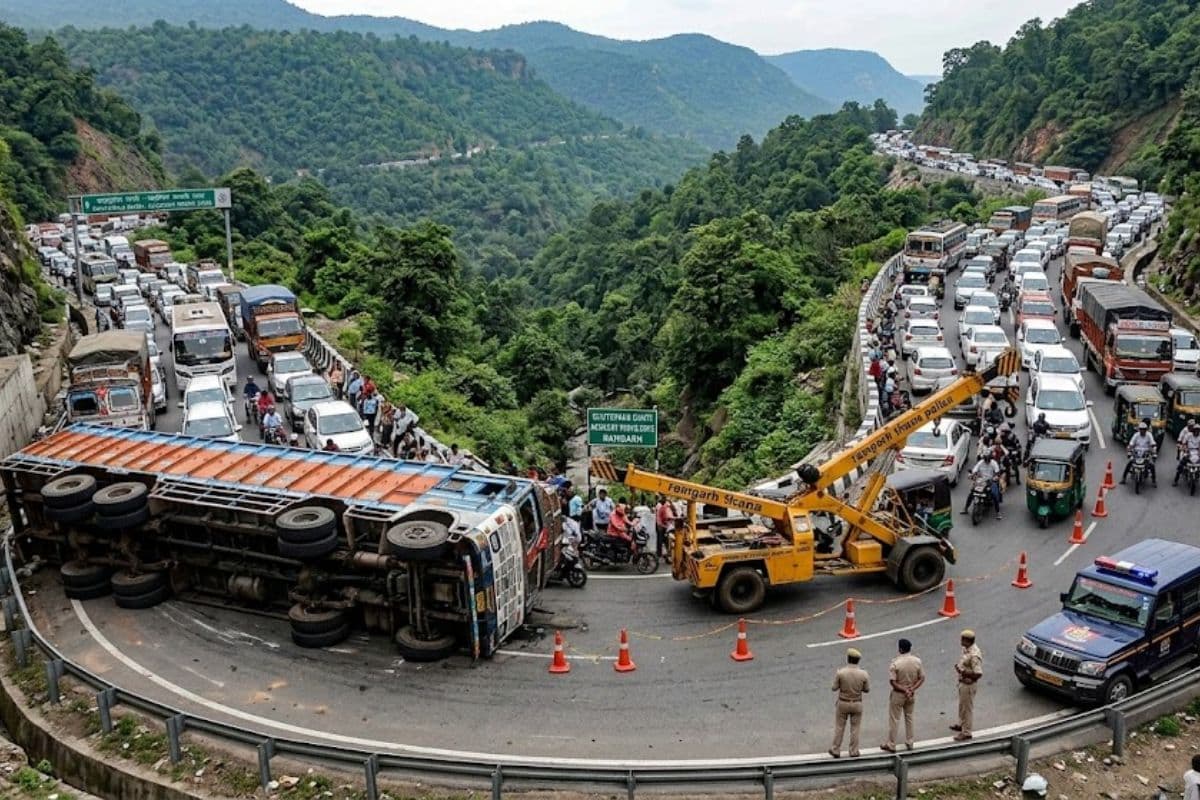 रामगढ़ के चुटूपालू घाटी में ट्रेलर पलटने से कोहराम! 15 KM लंबा महाजाम, थमे सैकड़ों वाहनों के पहिये