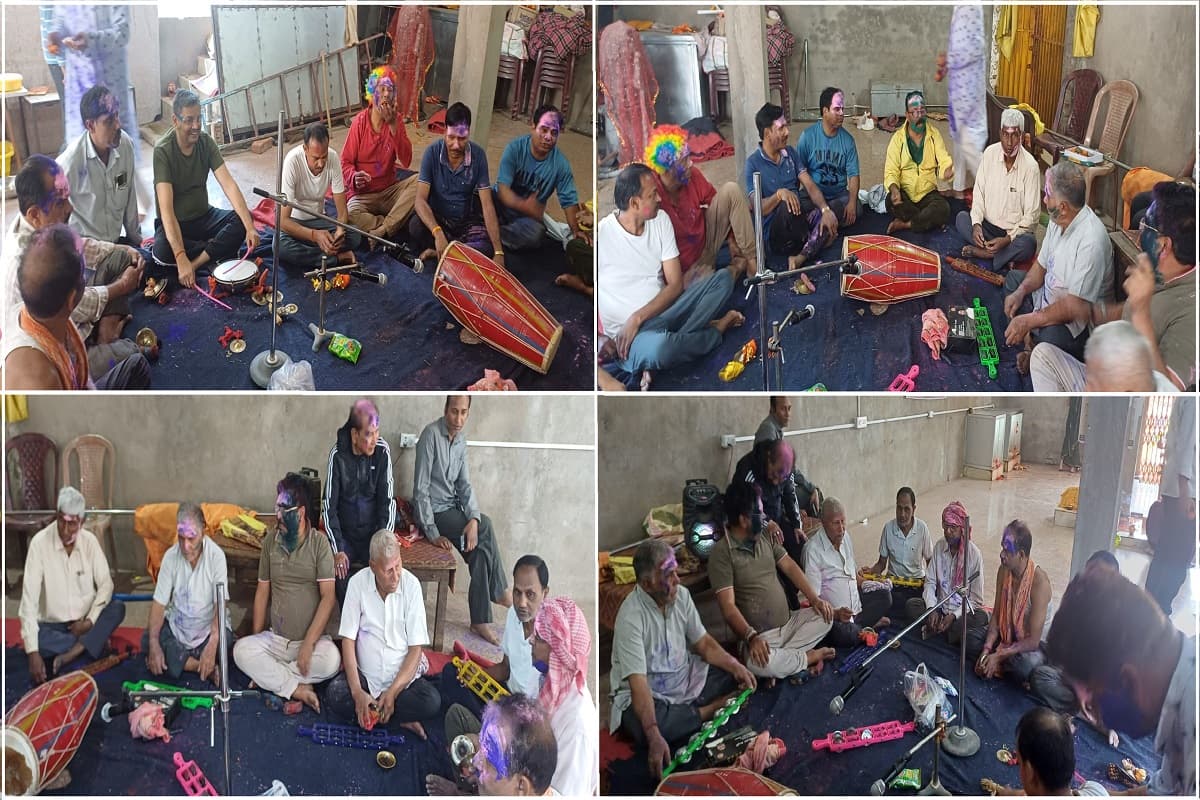 रांची के सरोवर नगर शिव मंदिर में होली की धूम, शहर में दिखी गांव की झलक