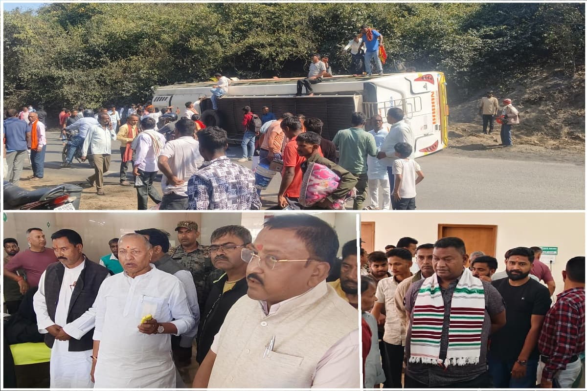 रायगढ़ से गयाजी जा रही बस जोरी में पलटी, छह गंभीर रूप से घायल