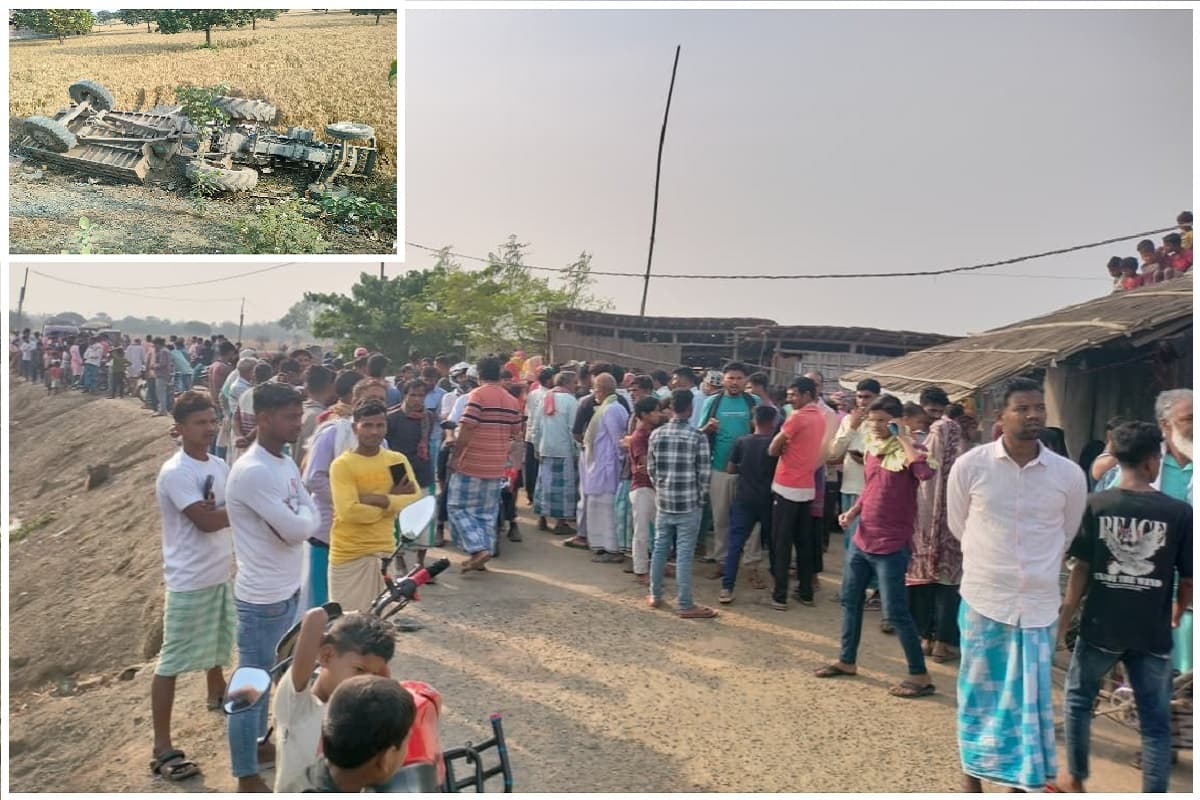स्टोन चिप्स लदे ट्रैक्टर की चपेट में आने से बाइक सवार की मौत, रोड जाम