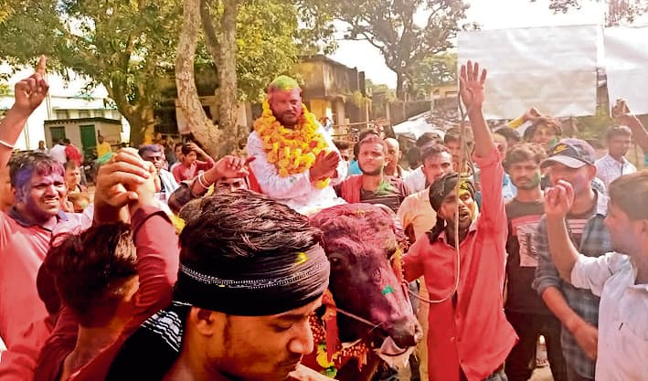 Bihar: जब भैंसे पर सवार होकर नामांकन करने पहुंचे मुखिया प्रत्याशी, महंगी गाड़ियों का जलवा भी हो गया फेल