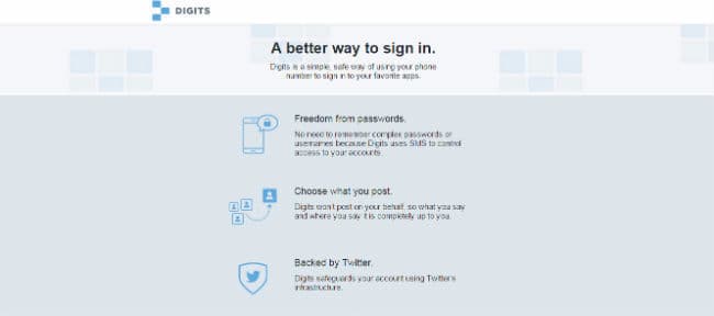 अब मोबाइल फोन से ट्विटर पर DIGITS एप्‍प से करें  लॉग इन
