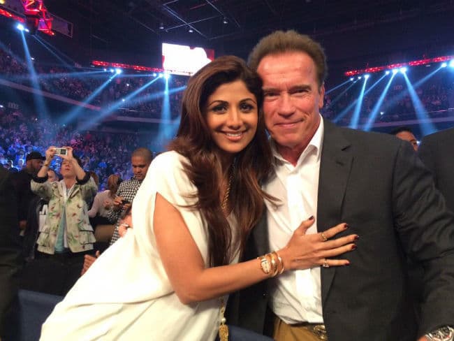 हॉलीवुड के एक्‍शन हीरो स्वाजनेगर से मिली अभिनेत्री शिल्‍पा शेट्टी