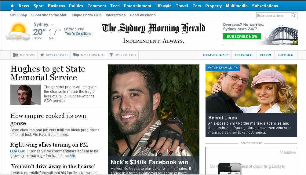 ऑस्ट्रेलियाई मीडिया ने फिलिप ह्यूज की मौत को दिया भरपूर कवरेज