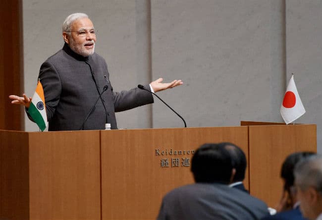 जापान में मोदी ने कहा, हर भारतीय के डीएनए में अहिंसा