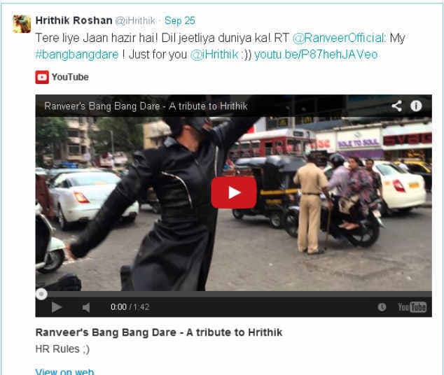 रितिक का चैलेंज स्वीकार कर रणबीर ने किया सड़क पर डांस