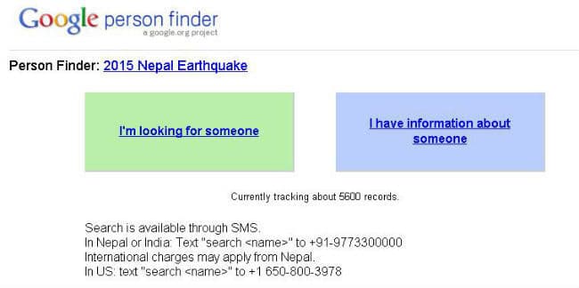 Facebook और Google ने भूकंप प्रभावित नेपाल में लोगों का पता लगाने के ऐप्लीकेशन शुरु किये