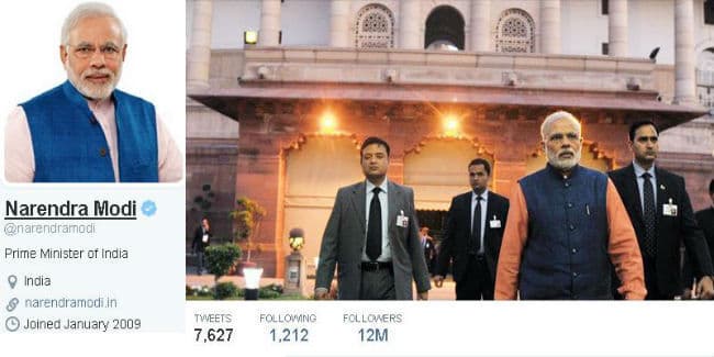 ट्विटर पर सबसे ज्यादा फॉलो किए जाने वाले नेताओं में तीसरे स्थान पर हैं मोदी
