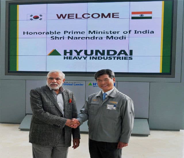 मोदी ने हुंदै हैवी इंडस्ट्रीज पोत कारखाने का दौरा किया, भागीदारी पर दिया जोर