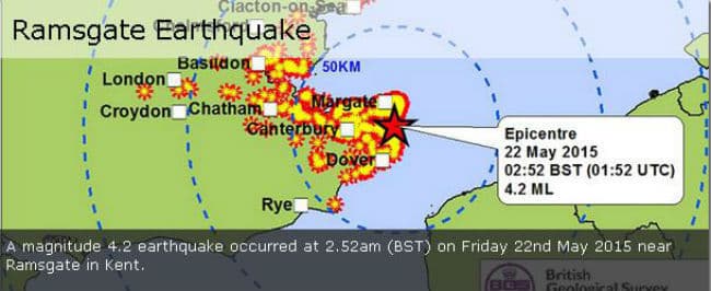 ब्रिटेन में आया भूकंप, कई हिस्सों में महसूस हुआ कंपन