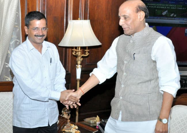 अरविंद केजरीवाल ने गृहमंत्री राजनाथ सिंह से की मुलाकात, सहयोग का मिला आश्‍वासन
