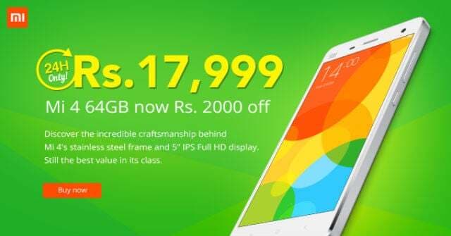Xiomi Mi4 64 GB के एक साल पूरे होने पर ग्राहकों के लिए 24 घंटे का विशेष ऑफर