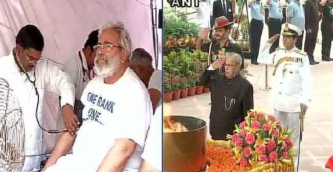 एक तरफ 1965 के युद्ध के लिए सैनिकों को श्रद्धाजंलि, तो दूसरी तरफ जंतर मंतर पर भूखहड़ताल में पूर्व सैनिक