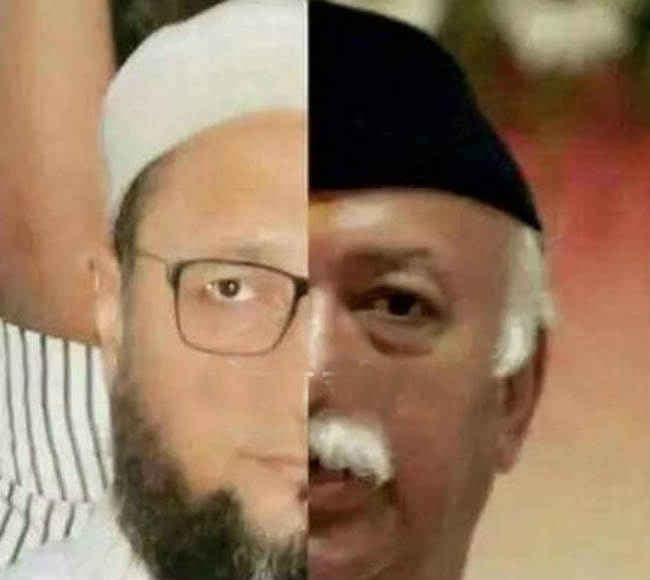 मोहन भागवत और ओवैसी की आपत्तिजनक तसवीर सोशल मीडिया में हुई वायरल, बवाल