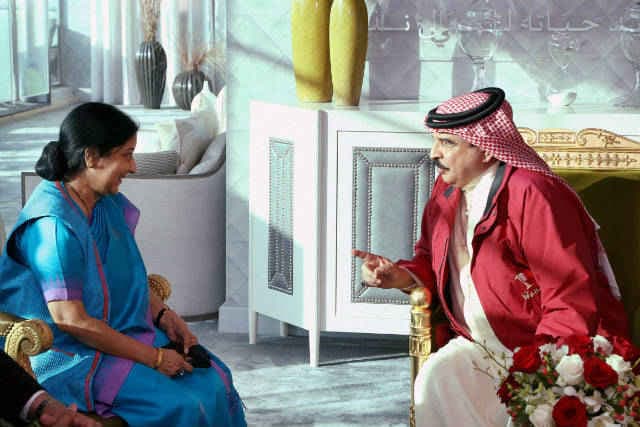 दो दिवसीय दौरे पर सुषमा स्वराज बहरीन पहुंची