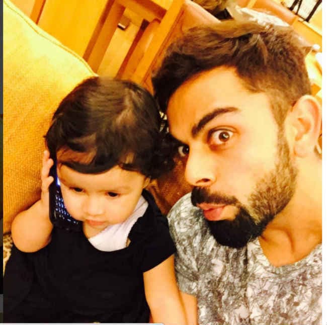 धौनी की बेटी जीवा के साथ कोहली ने ली सेल्‍फी, फोटो वायरल