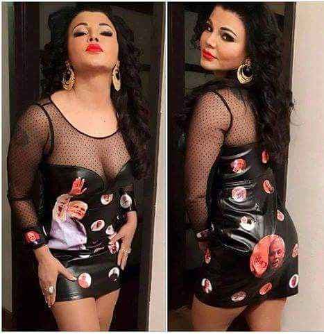 नरेंद्र मोदी की तस्वीर वाली ड्रेस पहनकर राखी ने मचाया हंगामा