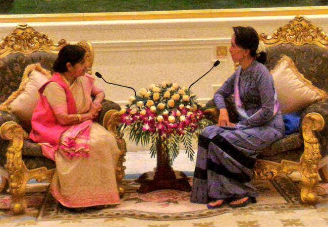 सुषमा स्वराज म्यांमार में, सान सू की से की मुलाकात