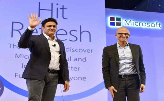 Microsoft CEO नडेला से मिले कुंबले, कहा- करियर के आखिरी दिनों में मिला ''हेडमास्टर'' का तमगा
