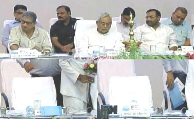 कौशल दिवस कार्यक्रम में तेजस्वी का नेम प्लेट हटाया, उपमुख्यमंत्री की कुर्सी पर बैठे नीतीश, देखें वीडियो