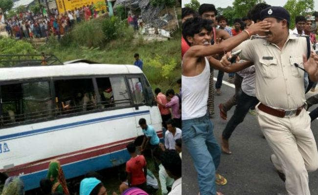 हाइवे पर ट्रक ने बस में मारी टक्कर, पांच लोगों की मौत, भीड़ ने एसडीओ, इंस्पेक्टर और दारोगा को पीटा
