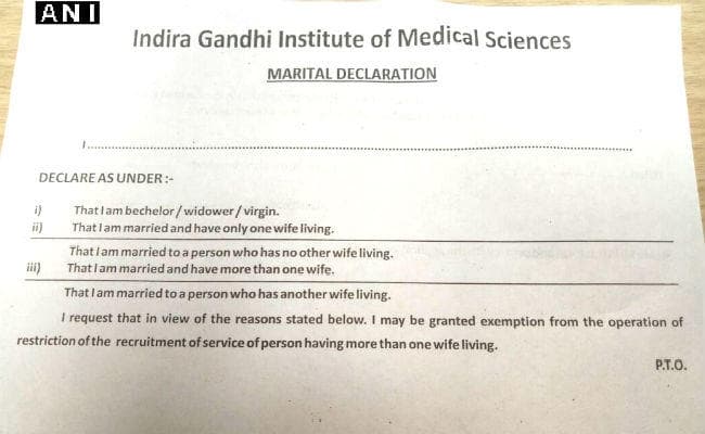 अभ्यर्थियों की वर्जिनिटी भी पूछ रहा आइजीआइएमएस प्रशासन, घोषणापत्र में मांगी कई आपत्तिजनक जानकारी