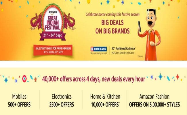 त्यौहारों के मौसम में अमेजन ने लगायी ऑफर्स की झड़ी, स्मार्टफोन में 40 प्रतिशत तक की छूट