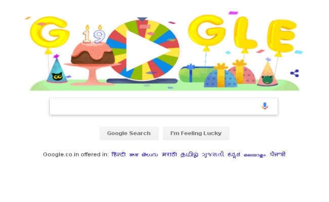 गूगल ने अपने 19वें जन्मदिन पर बनाया आकर्षक डूडल