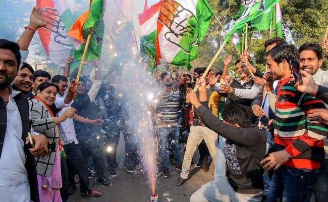 चुनाव में हिंदी पट्टी में कांग्रेस को जबर्दस्त लाभ, तेलंगाना में TRS और मिजोरम में MNF की जीत