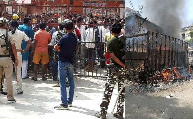 बालू लदे ट्रक से कुचल कर युवक की मौत, नाराज ग्रामीणों ने थाने पर पथराव कर वाहनों को फूंका