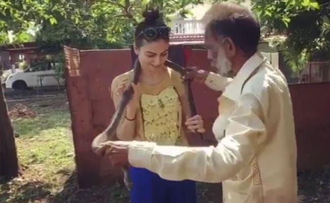 सांप को गले में लटकाने के बाद अभिनेत्री का हुआ ये हाल, वीडियो देख रोंगटे खड़े हो जायेंगे !