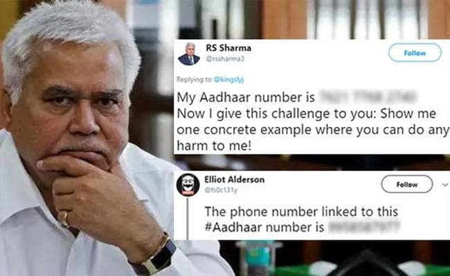 ‘आधार’ का डेटा नहीं है सेफ, ट्विटर पर पब्लिक हुई ट्राइ प्रमुख आरएस शर्मा की सूचनाएं