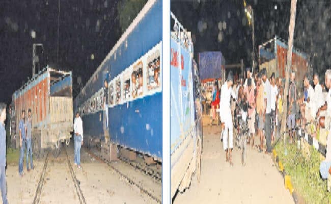 बेकाबू ट्रक ने बाइक सवार को रौंदा, ट्रैक में फंसा ट्रक, दो घंटे तक जाम