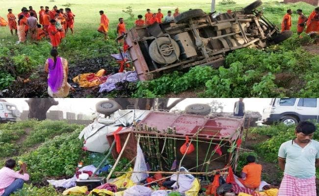 देवघर से कैमूर लौट रहे कांवरियों से भरी पिकअप वैन दुर्घटनाग्रस्त, एक की मौत, करीब दो दर्जन घायल