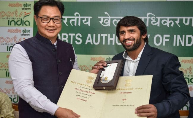 बजरंग पूनिया राजीव गांधी खेल रत्न पुरस्कार से सम्मानित