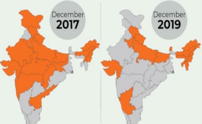 झारखंड की हार के बाद 2017 के मुकाबले देश में आधी हो गयी भाजपा की हिस्सेदारी