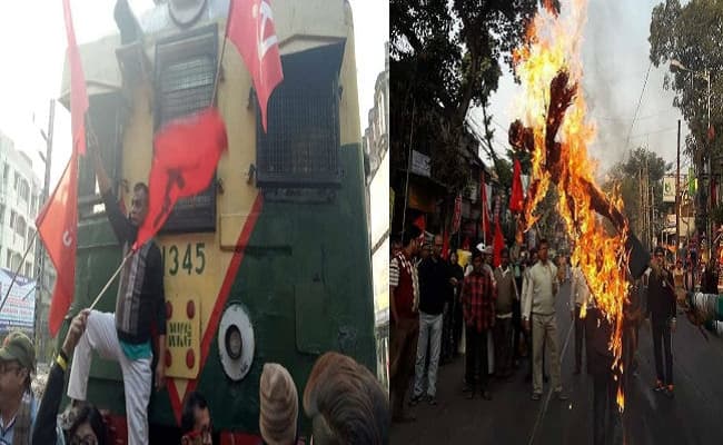 सड़क पर उतरे वामपंथी दलों और केंद्रीय ट्रेड यूनियनों के लोग, आम जीवन प्रभावित