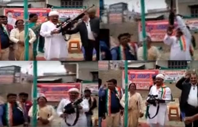 झंडोतोलन के बाद जोश में आये ''नेता जी'' ने कर दी हवाई फायरिंग और अब...