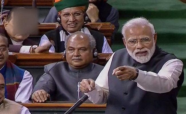 मोदी ने लोकसभा में कहा - कांग्रेस के 55 साल सत्ताभोग के, भाजपा सरकार के 55 महीने सेवाभाव के
