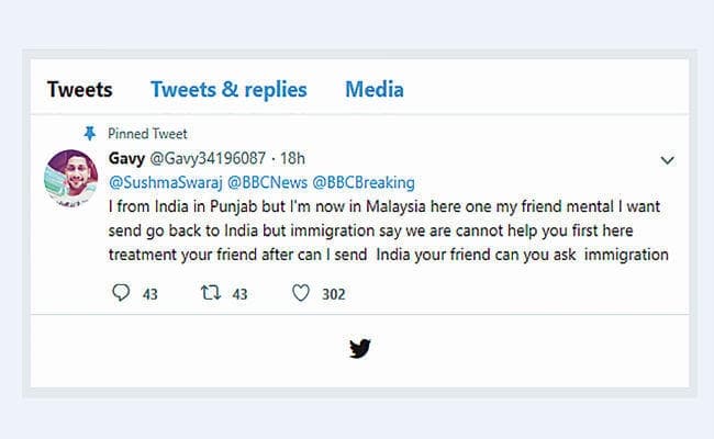 ....जब मलयेशिया में फंसे पंजाब निवासी ने टूटी-फूटी अंग्रेजी में सुषमा से लगायी गुहार