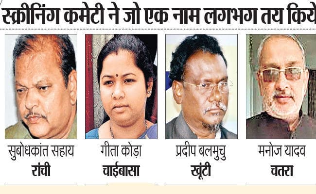 लोस चुनाव : सुबोधकांत सहाय, गीता कोड़ा, बलमुचू और मनोज यादव के नाम पर मुहर !