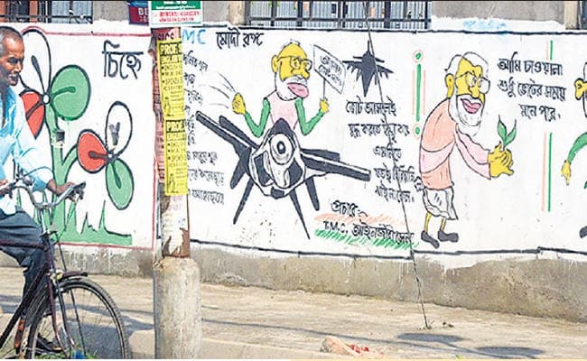 बंगाल लोस चुनाव : सोशल मीडिया के दौर में भी दीवार लेखन का जलवा बरकरार