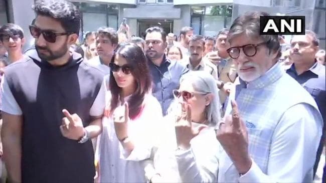 लोकसभा चुनाव 2019 : बच्चन परिवार ने दिया वोट, सलमान-आमिर सहित पहुंचे ये सितारे