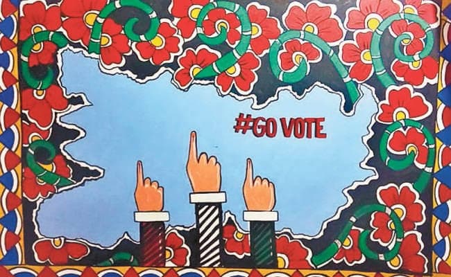 पटना : बूथों पर बनी मधुबनी पेंटिंग कर रही आकर्षित